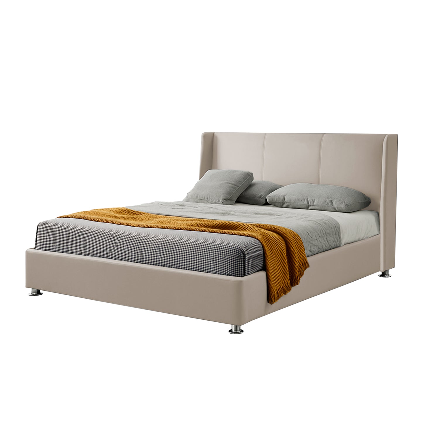 Base Cama Con Espaldar Queen Mousai Beige
