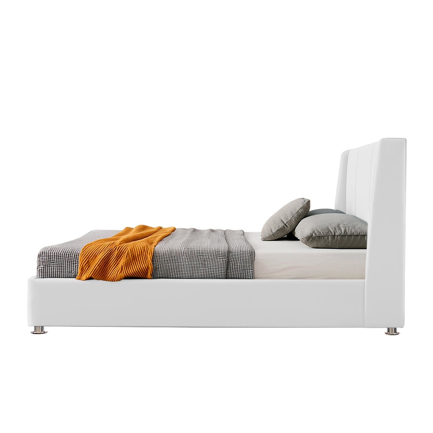 Base Cama Con Espaldar Queen Mousai Blanco