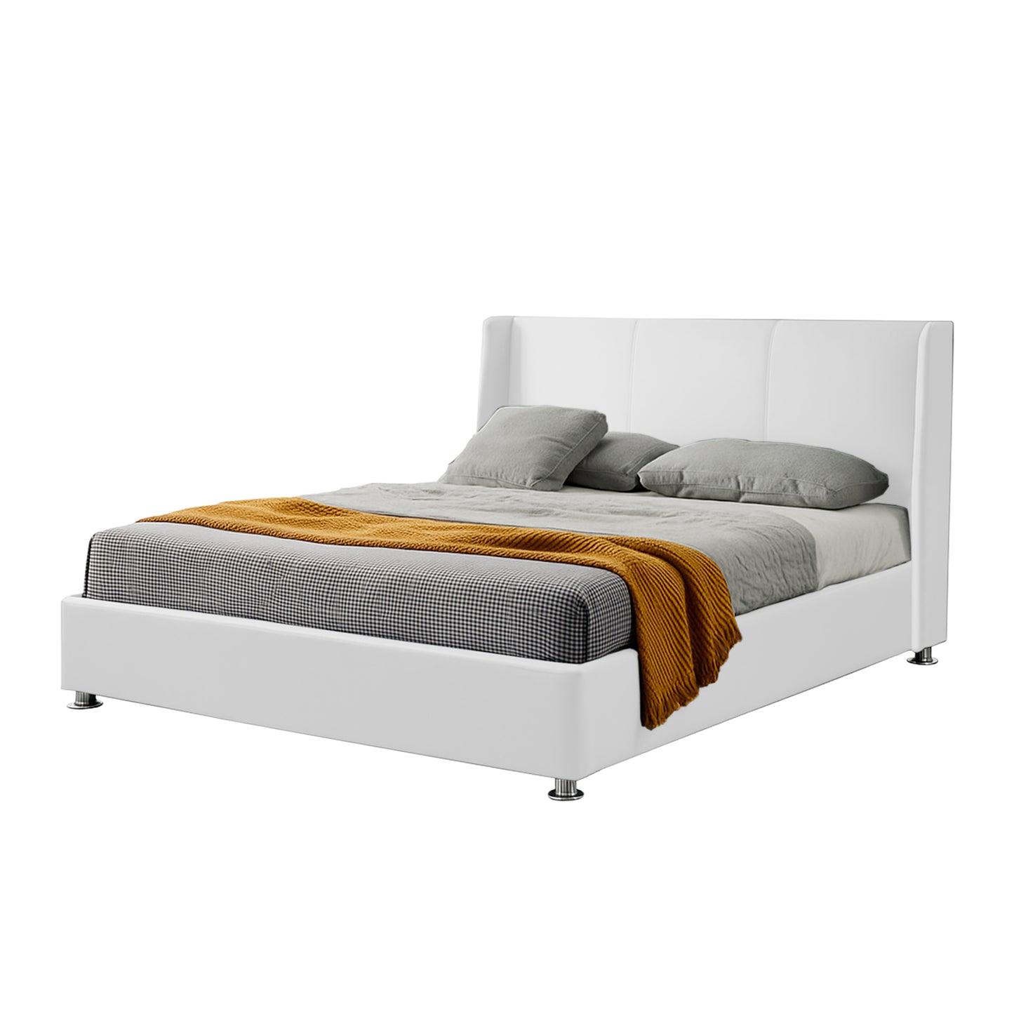Base Cama Con Espaldar Queen Mousai Blanco