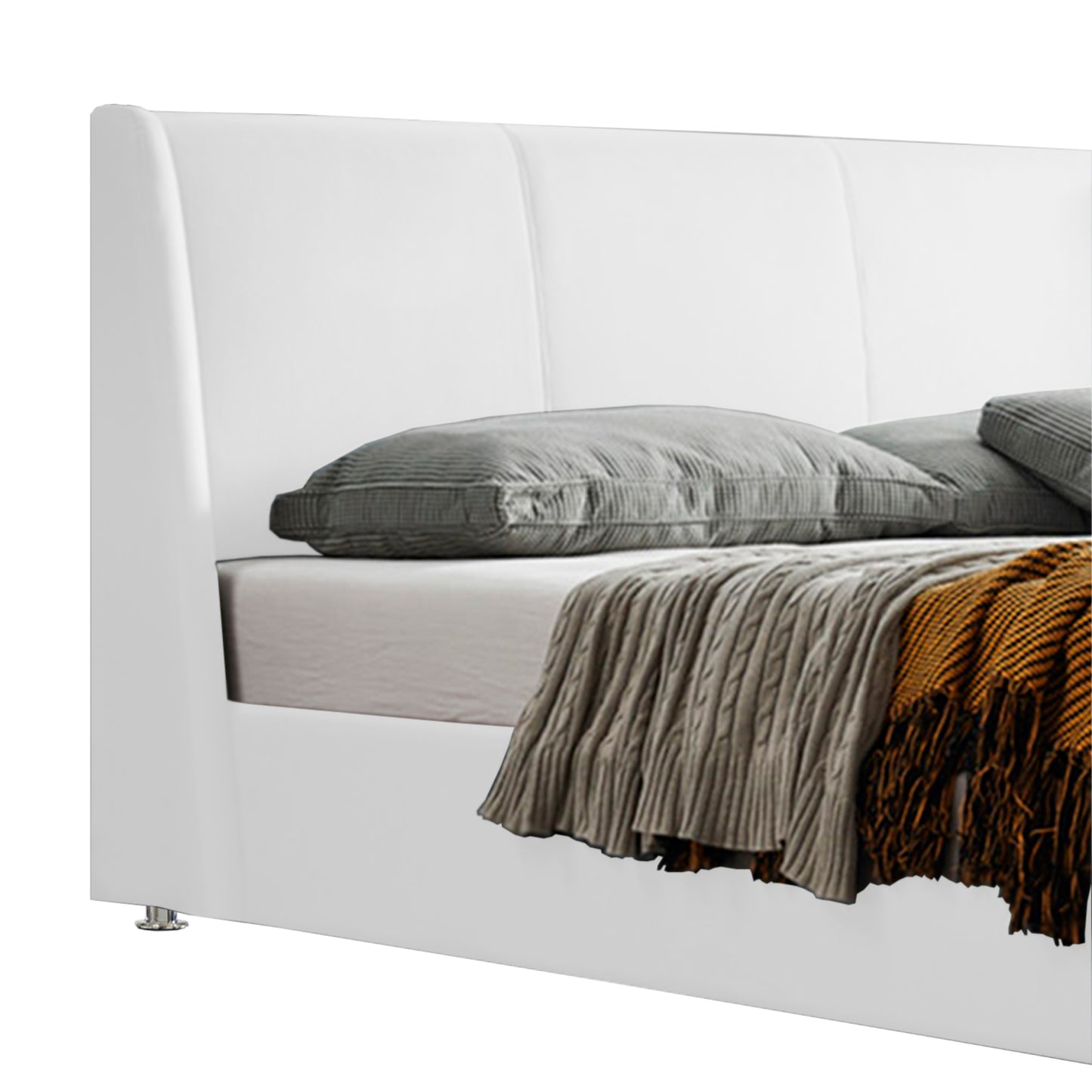Base Cama Con Espaldar Queen Mousai Blanco