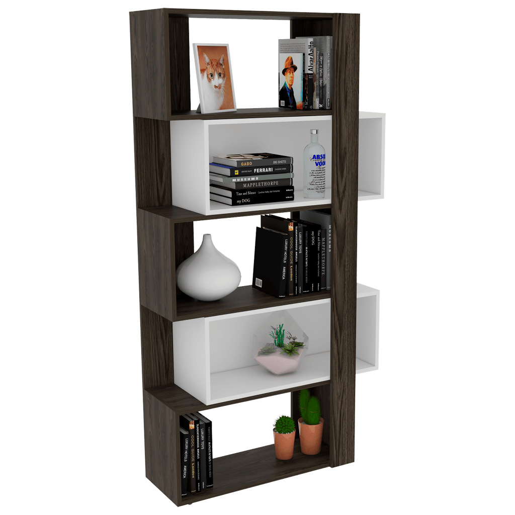 Biblioteca Veluna Chocolate Y Blanco