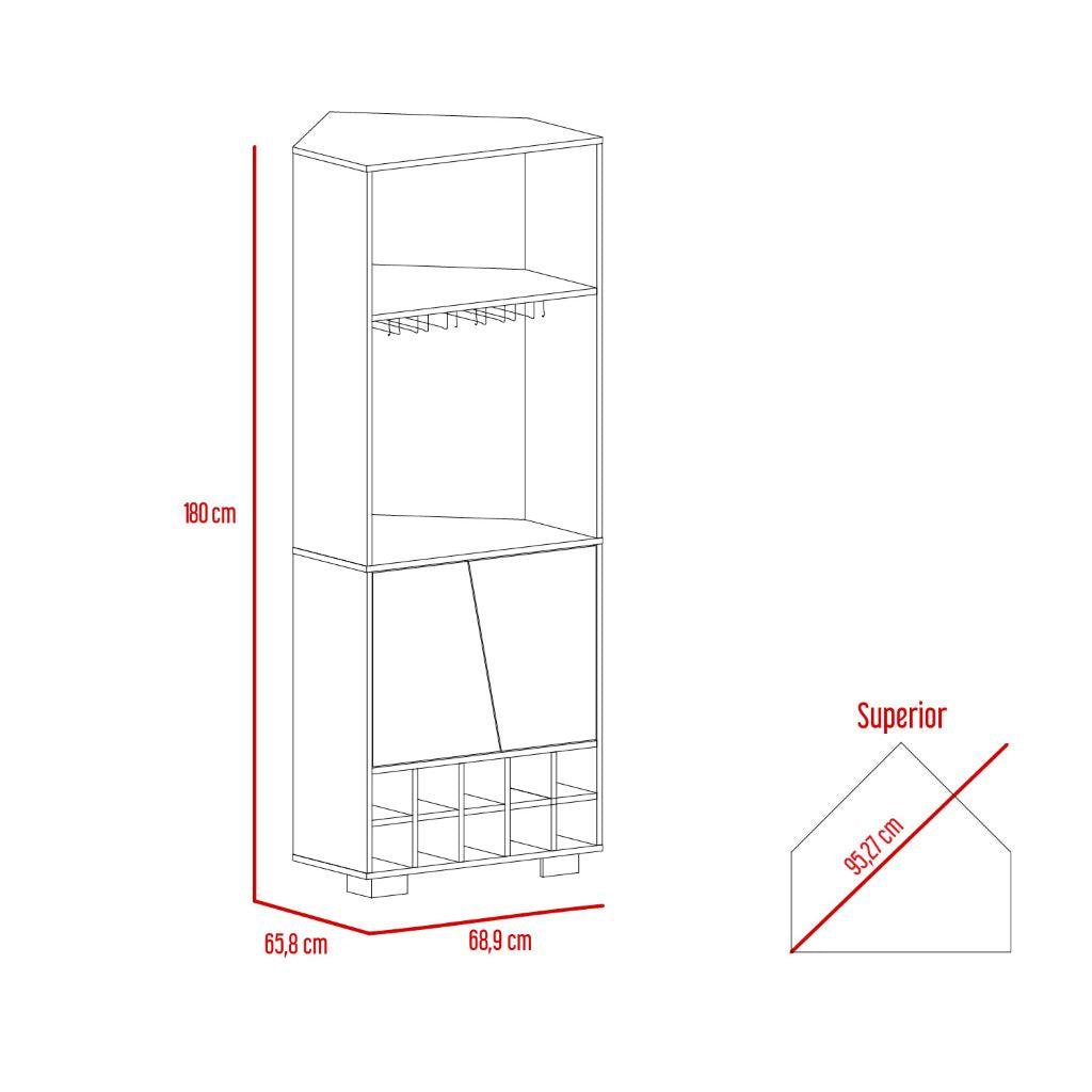 Bar Esquinero Surus, Caoba Y Miel, Con Espacio Para Botellas Y Porta Copas