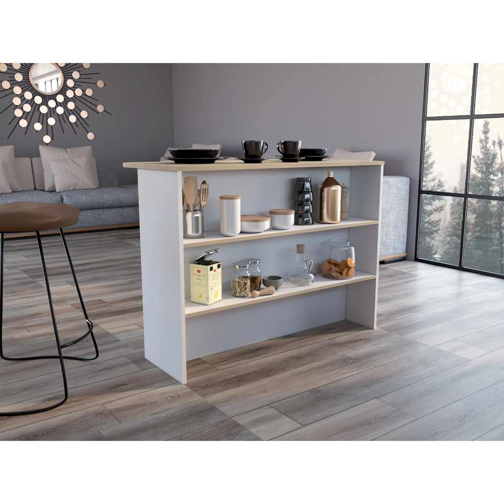 Barra De Cocina Nimora Blanco Y Rovere