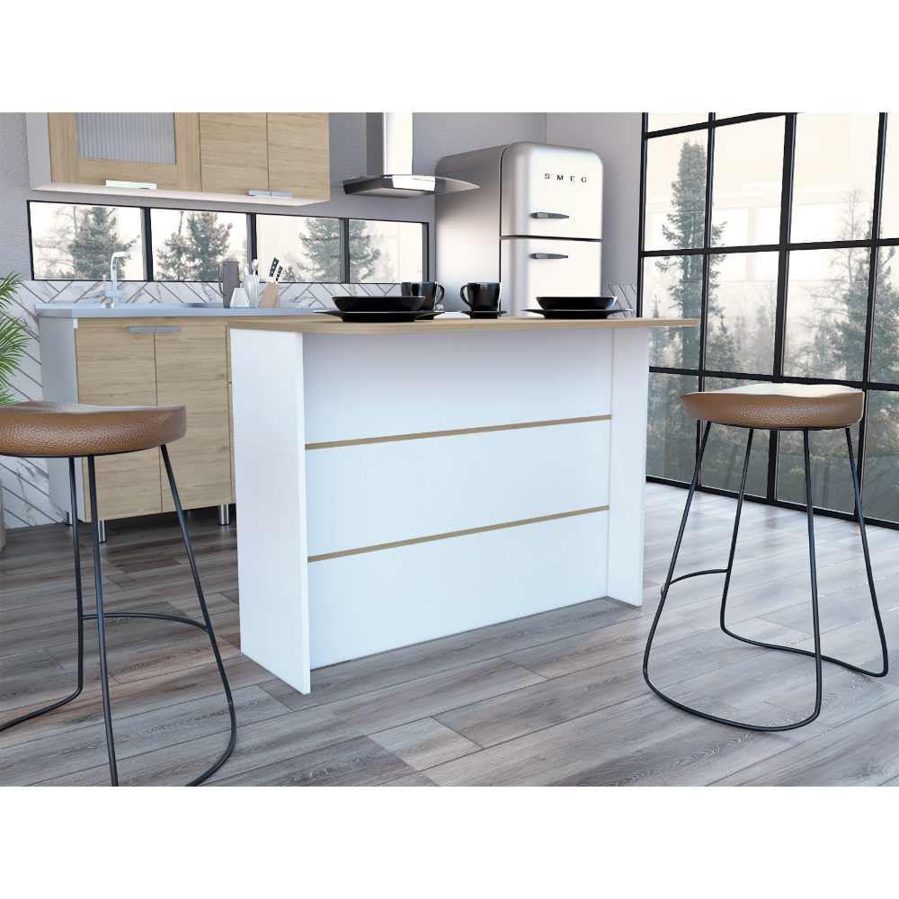 Barra De Cocina Nimora Blanco Y Rovere