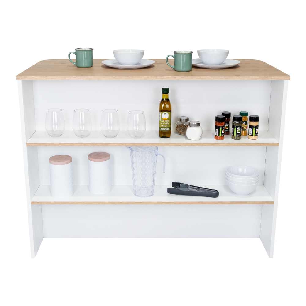 Barra De Cocina Nimora Blanco Y Rovere