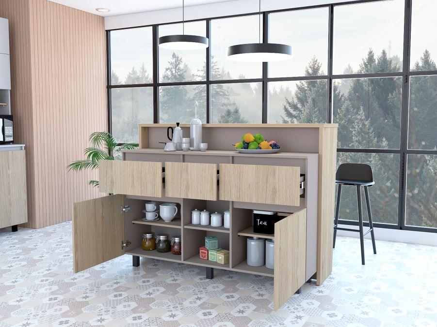 Barra De Cocina Zomira Beige Y Chocolate