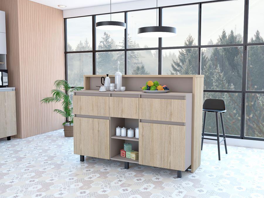 Barra De Cocina Zomira Beige Y Chocolate