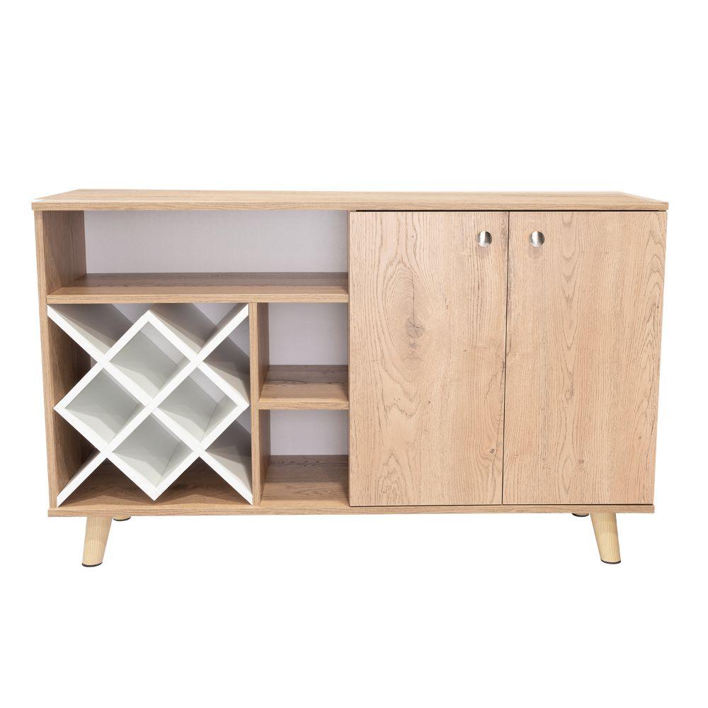 Bar Zen, Macadamia Y Blanco, Con Espacio Para Botellas Y Porta Copas