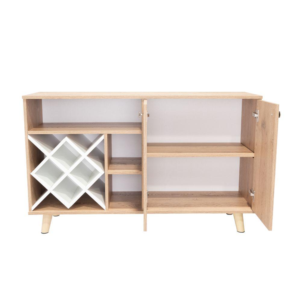 Bar Zen, Macadamia Y Blanco, Con Espacio Para Botellas Y Porta Copas