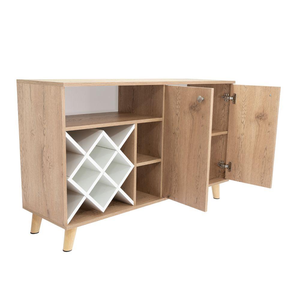 Bar Zen, Macadamia Y Blanco, Con Espacio Para Botellas Y Porta Copas