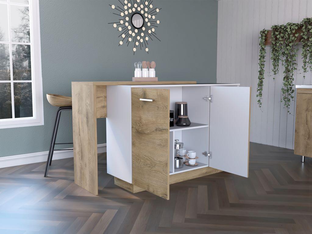 Barra De Cocina Avorin Macadamia Y Blanco