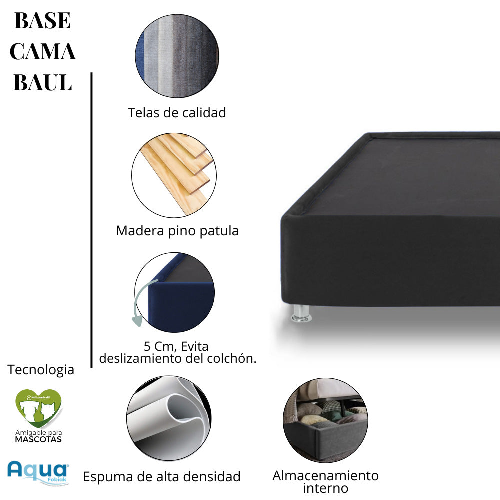 Base Cama Baúl Semidoble Gris Plomo