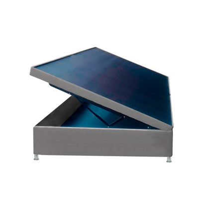 Base Cama Baúl Semidoble Gris Plata
