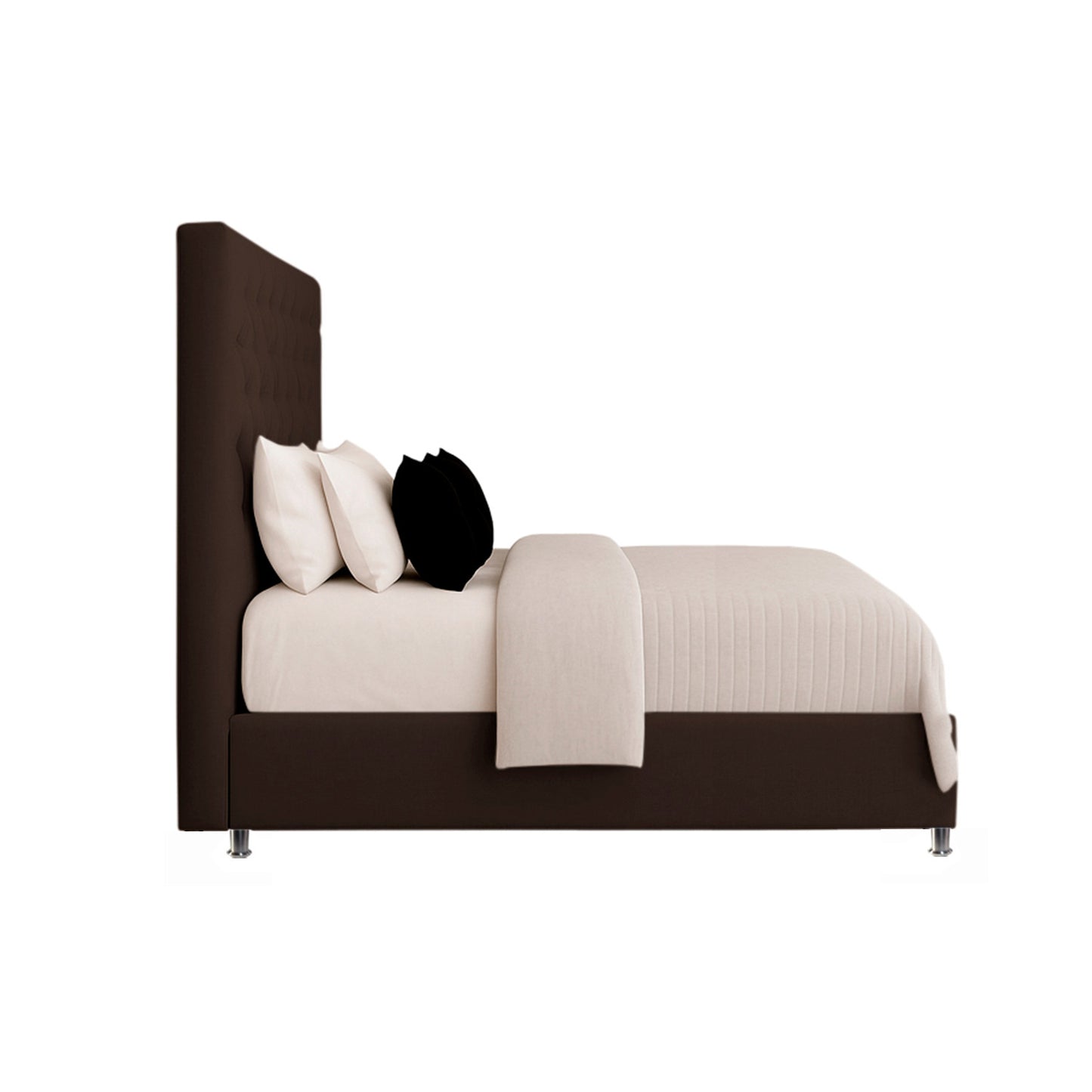 Base Cama con Espaldar + Colchon + Puff Baul Doble Paris cafe