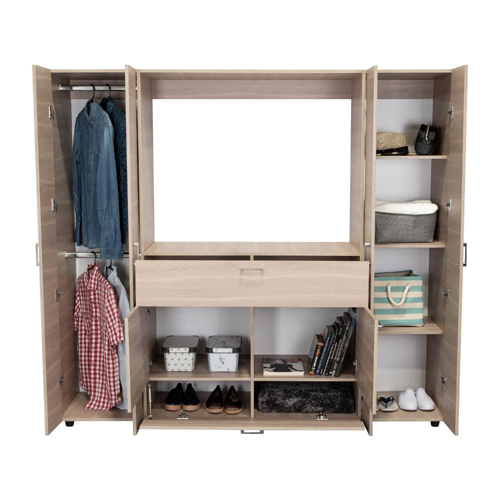 Closet Isvela Bardolino Y Blanco Con Espacio Para Tv De 46"