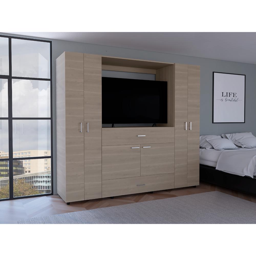 Closet Isvela Bardolino Y Blanco Con Espacio Para Tv De 46"