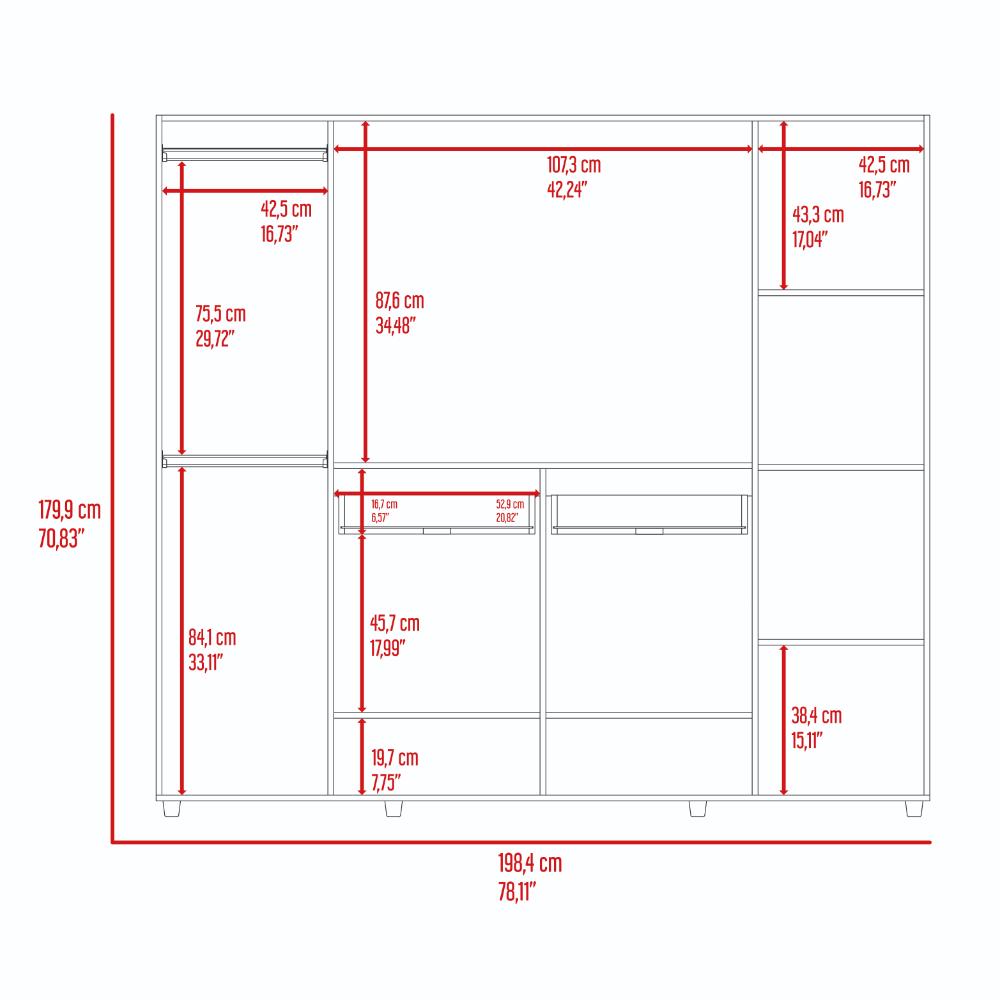Closet Isvela Bardolino Y Blanco Con Espacio Para Tv De 46"