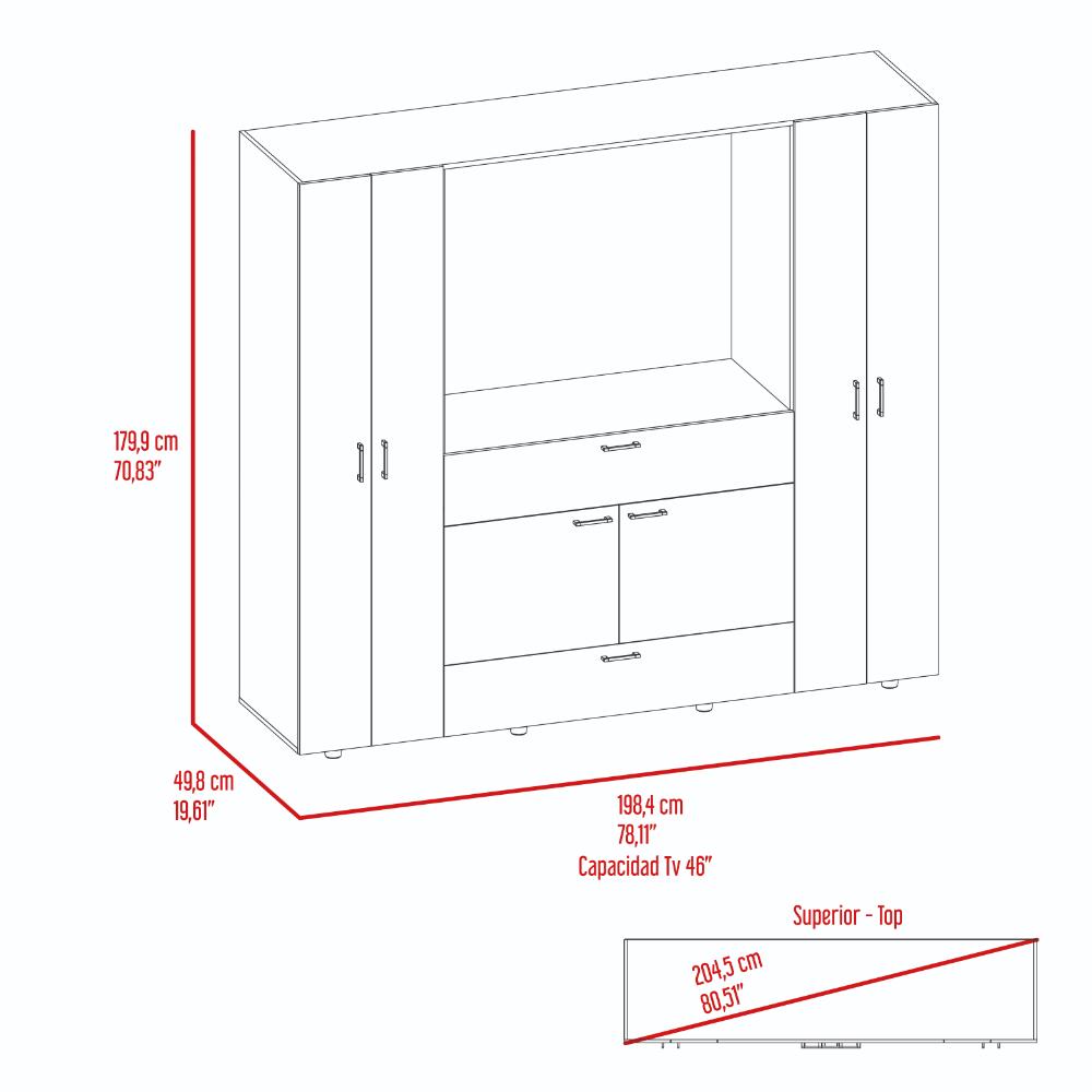 Closet Isvela Bardolino Y Blanco Con Espacio Para Tv De 46"