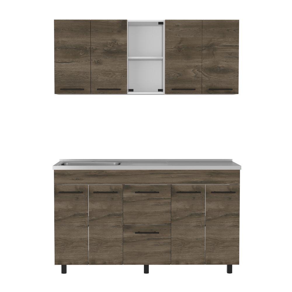Cocina Integral Bistory Y Blanco Con Mesón 150 Izquierdo