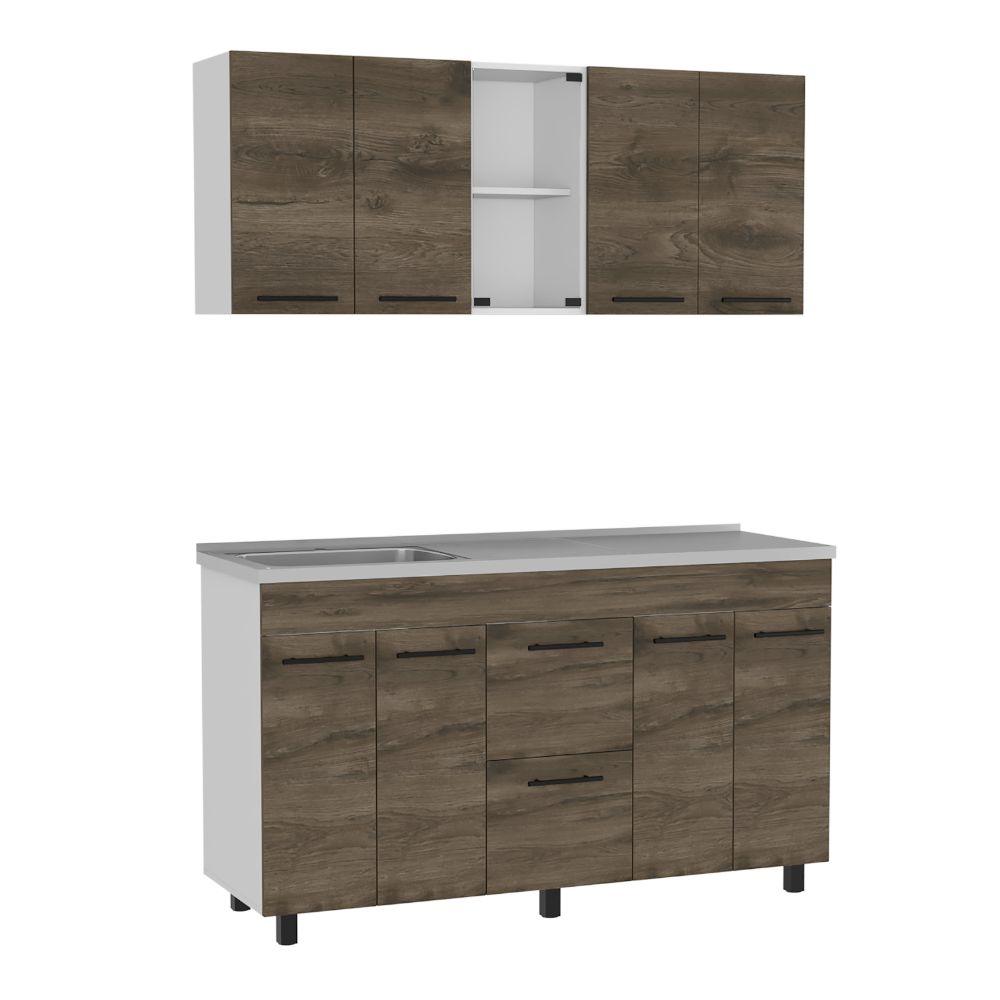 Cocina Integral Bistory Y Blanco Con Mesón 150 Izquierdo