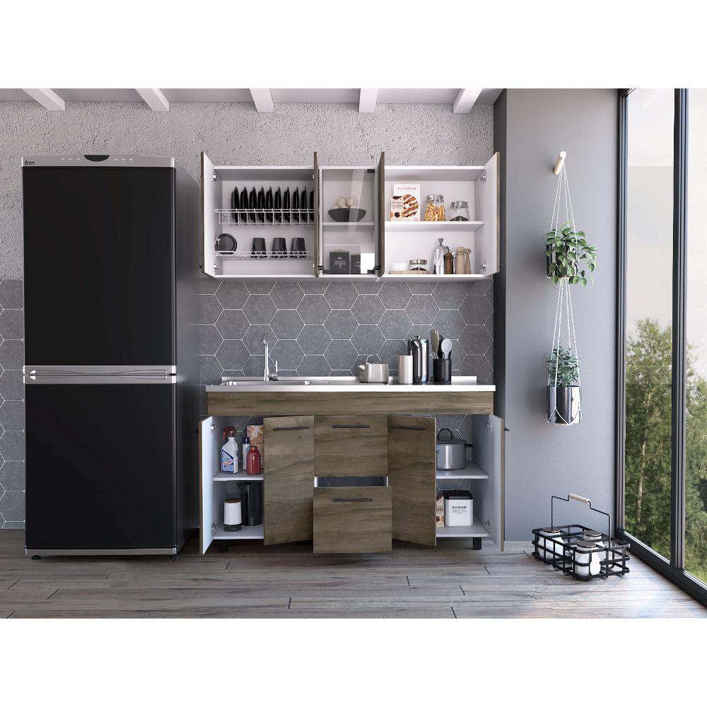Cocina Integral Bistory Y Blanco Con Mesón 150 Izquierdo