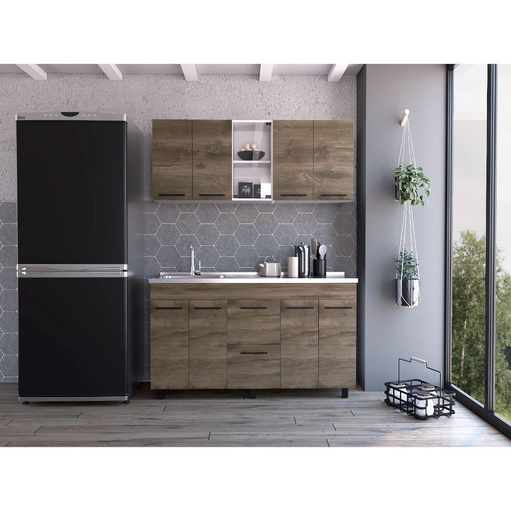 Cocina Integral Bistory Y Blanco Con Mesón 150 Izquierdo
