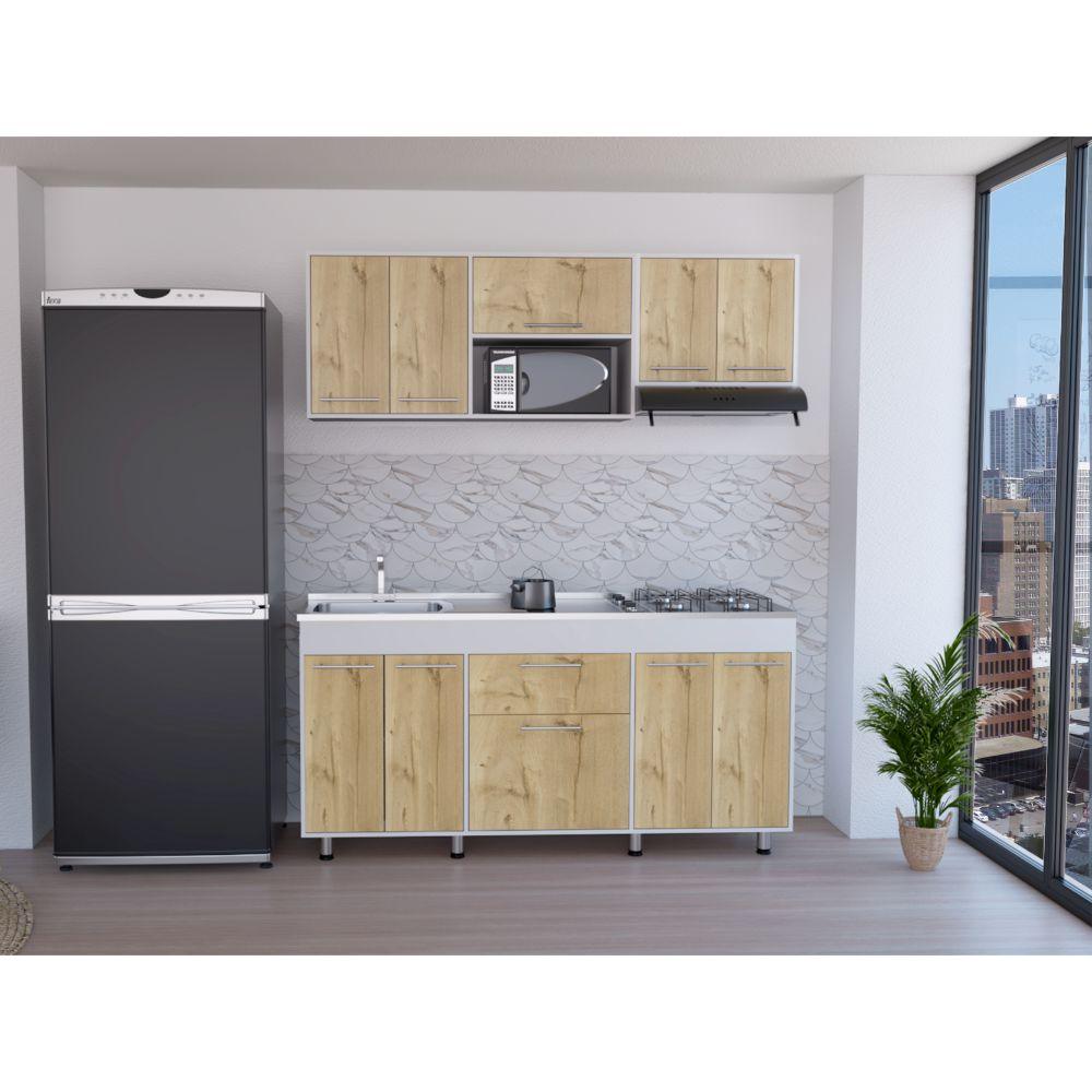 Cocina Integral Soludy Duna Y Blanco Con Mesón Izquierdo