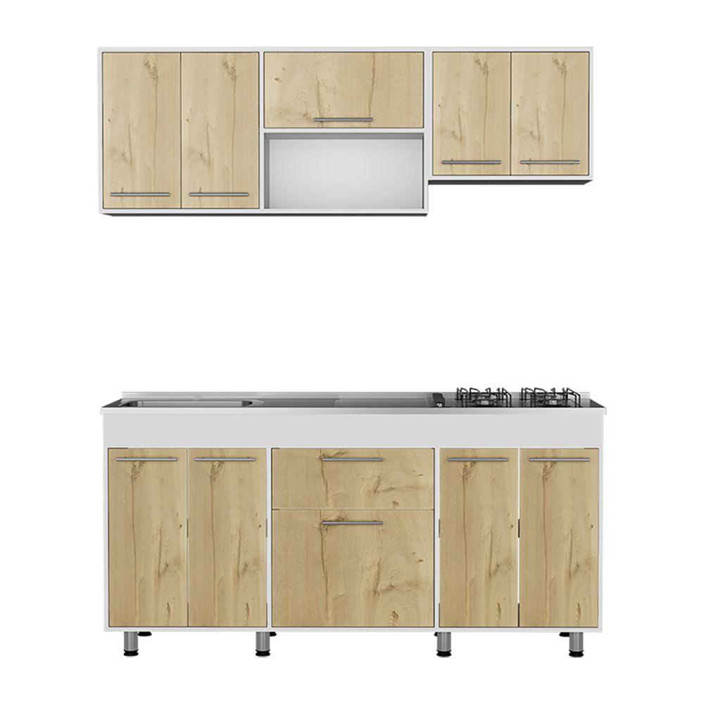 Cocina Integral Soludy Duna Y Blanco Con Mesón Izquierdo