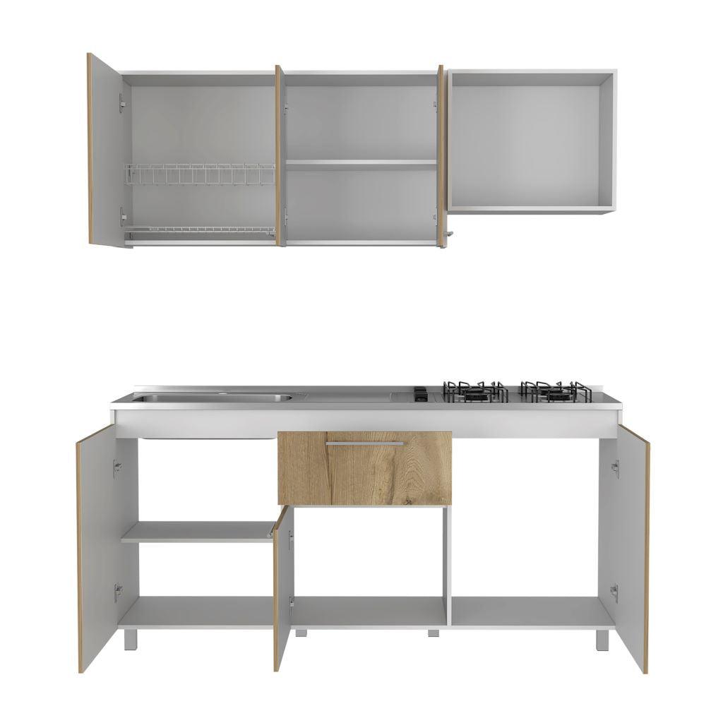 Cocina Integral Vireon Duna Y Blanco Con Mesón Izquierdo