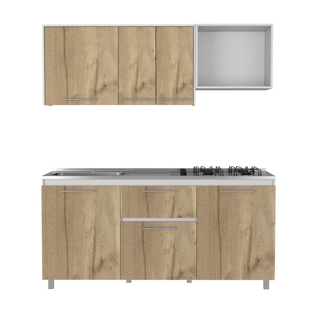 Cocina Integral Vireon Duna Y Blanco Con Mesón Izquierdo