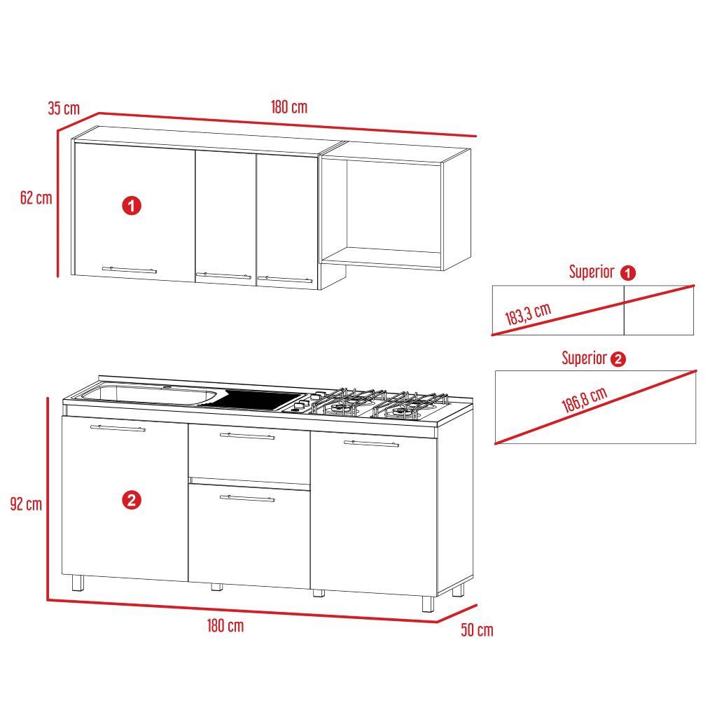 Cocina Integral Vireon Duna Y Blanco Con Mesón Izquierdo