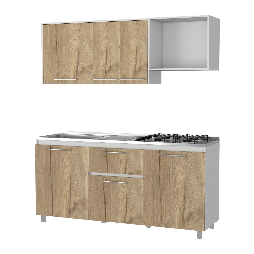 Cocina Integral Vireon Duna Y Blanco Con Mesón Izquierdo