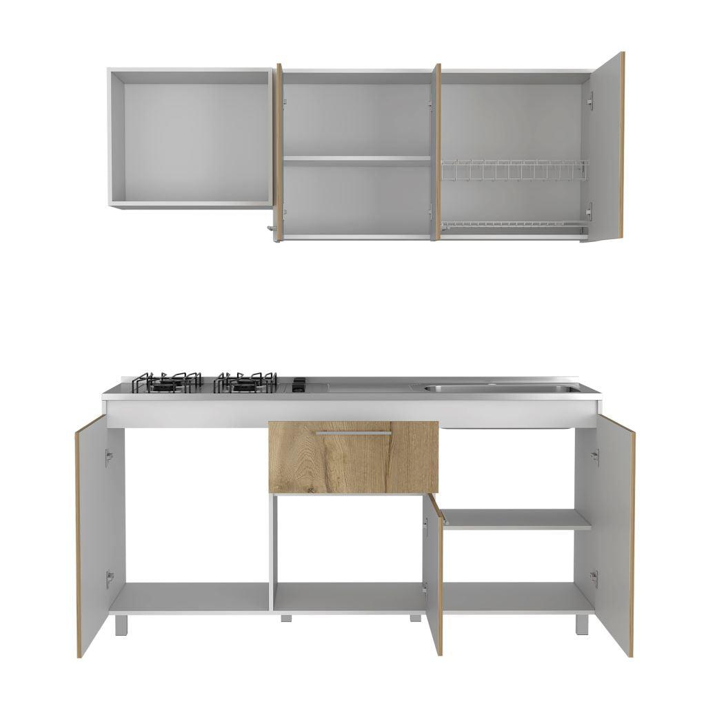 Cocina Integral Vireon Duna Y Blanco Con Mesón Derecho