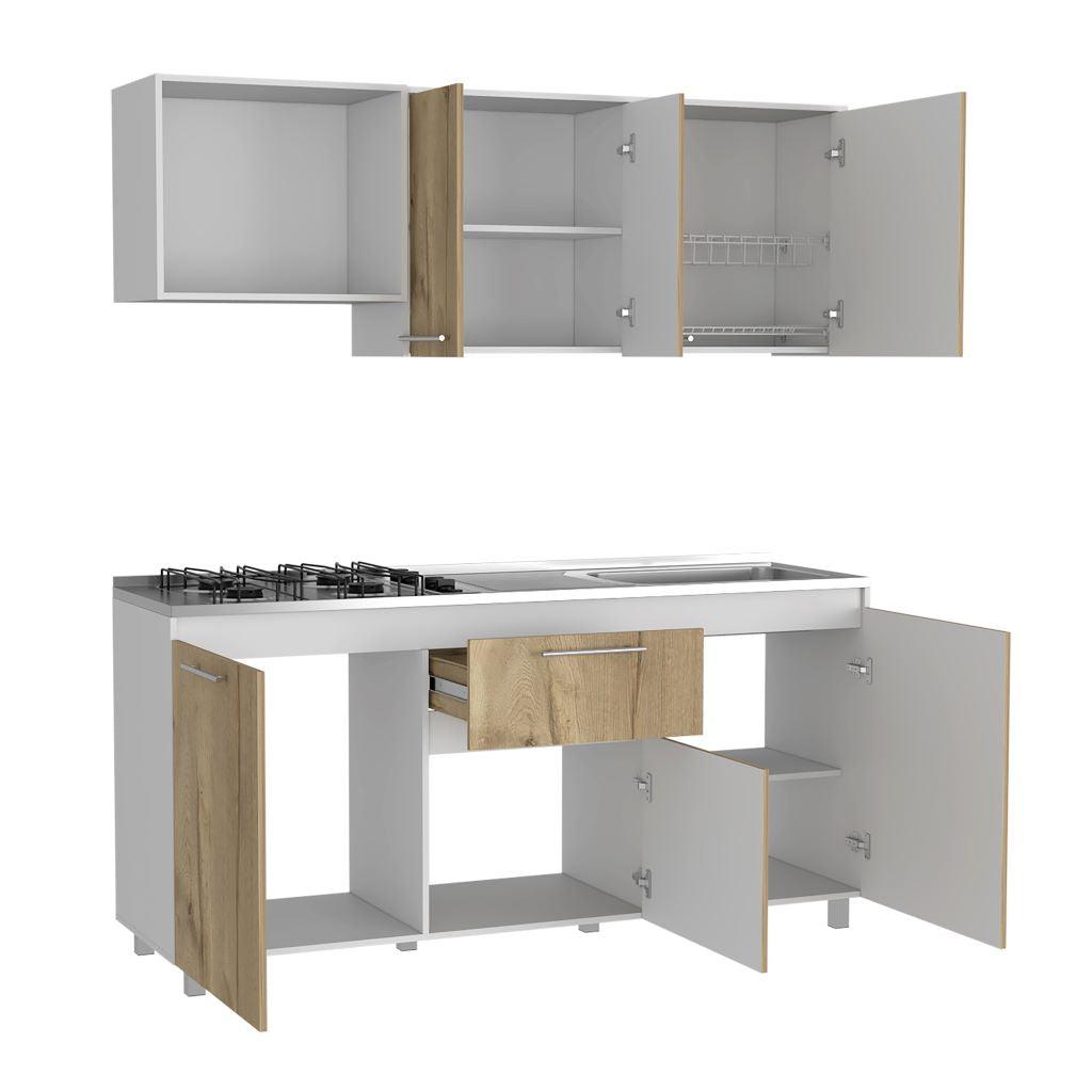 Cocina Integral Vireon Duna Y Blanco Con Mesón Derecho