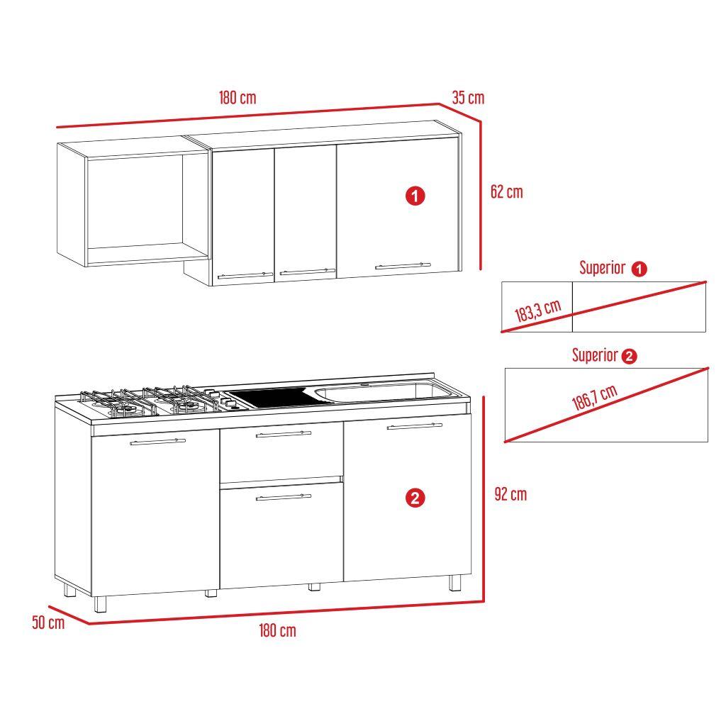 Cocina Integral Vireon Duna Y Blanco Con Mesón Derecho
