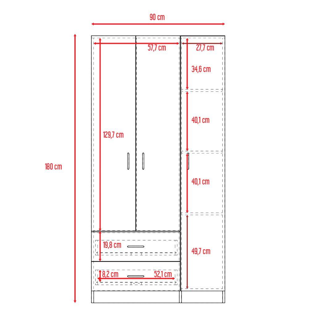 Closet Doreli 180 Coñac Y Blanco