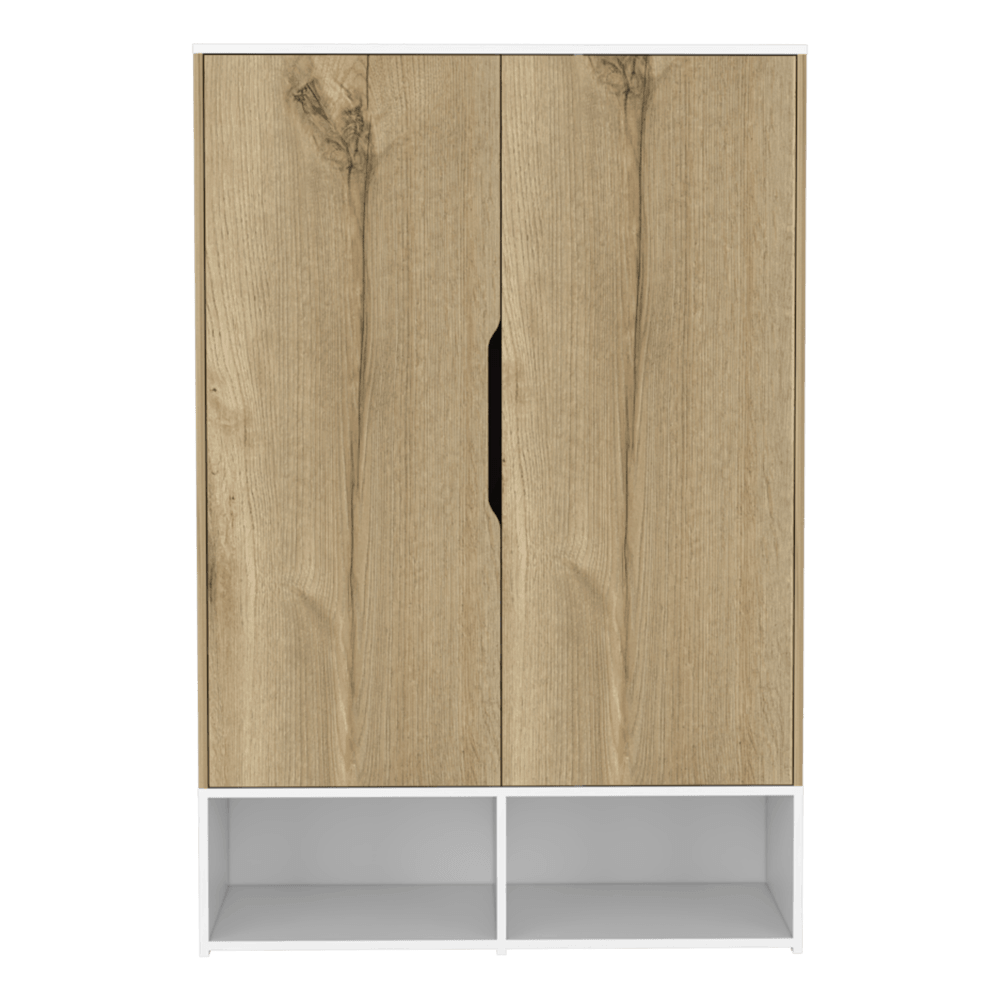 Closet Seey, Café Claro Y Blanco, Con Dos Puertas Y Tubo Metalico Para Colgar Ropa
