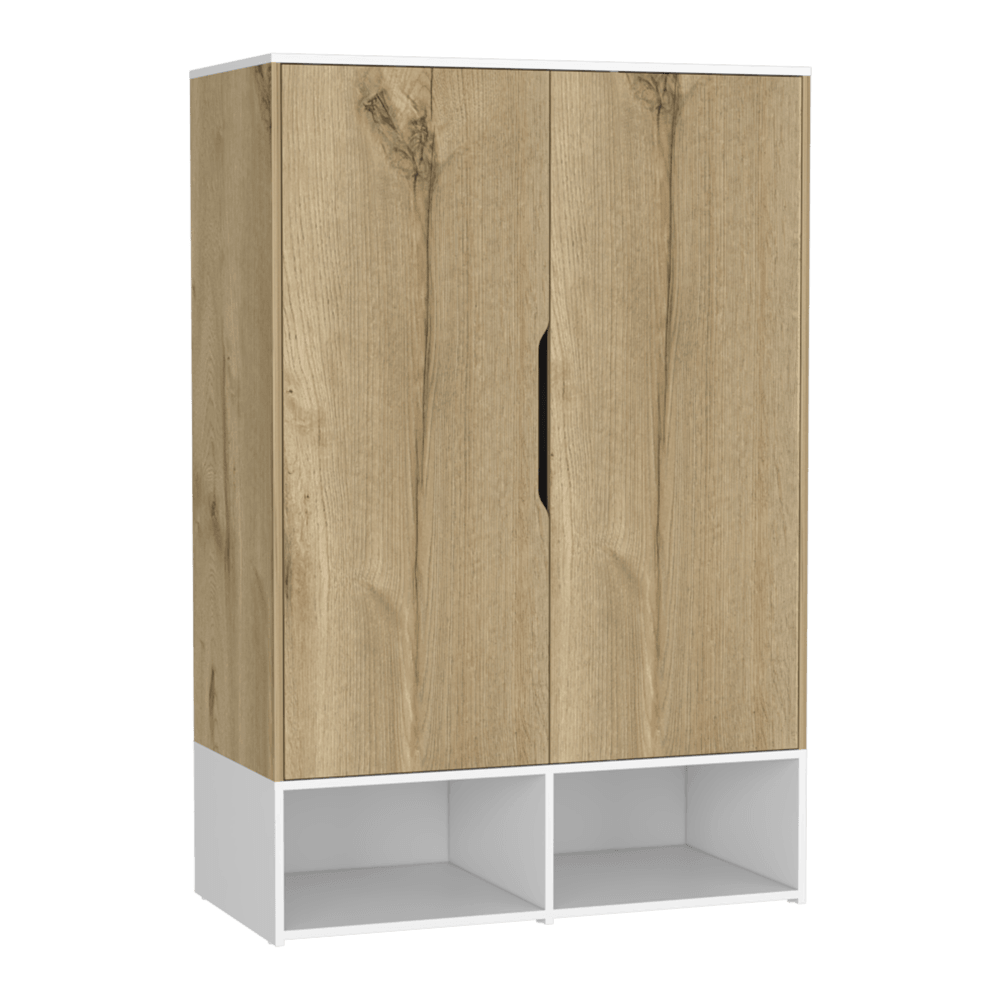 Closet Seey, Café Claro Y Blanco, Con Dos Puertas Y Tubo Metalico Para Colgar Ropa