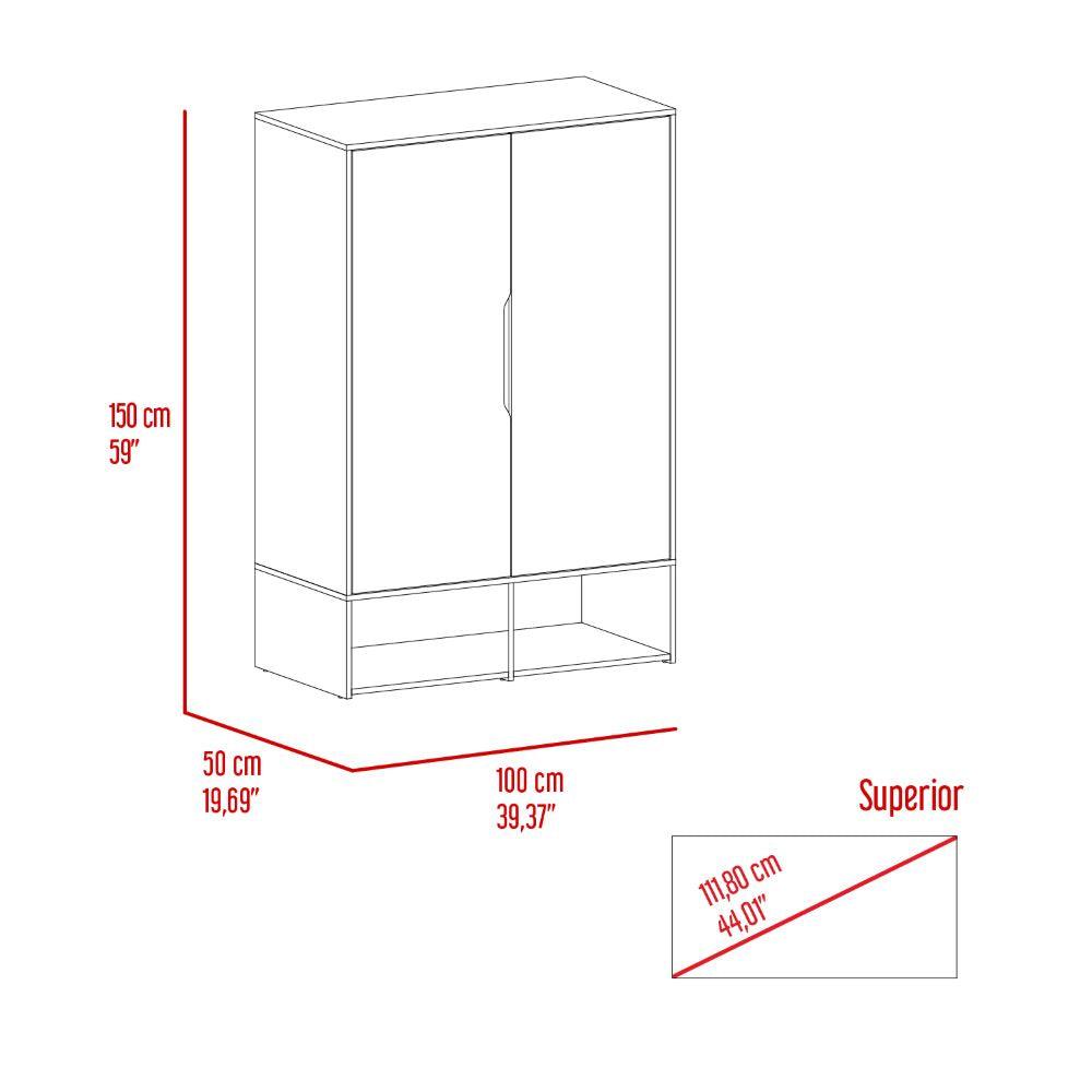 Closet Seey, Café Claro Y Blanco, Con Dos Puertas Y Tubo Metalico Para Colgar Ropa