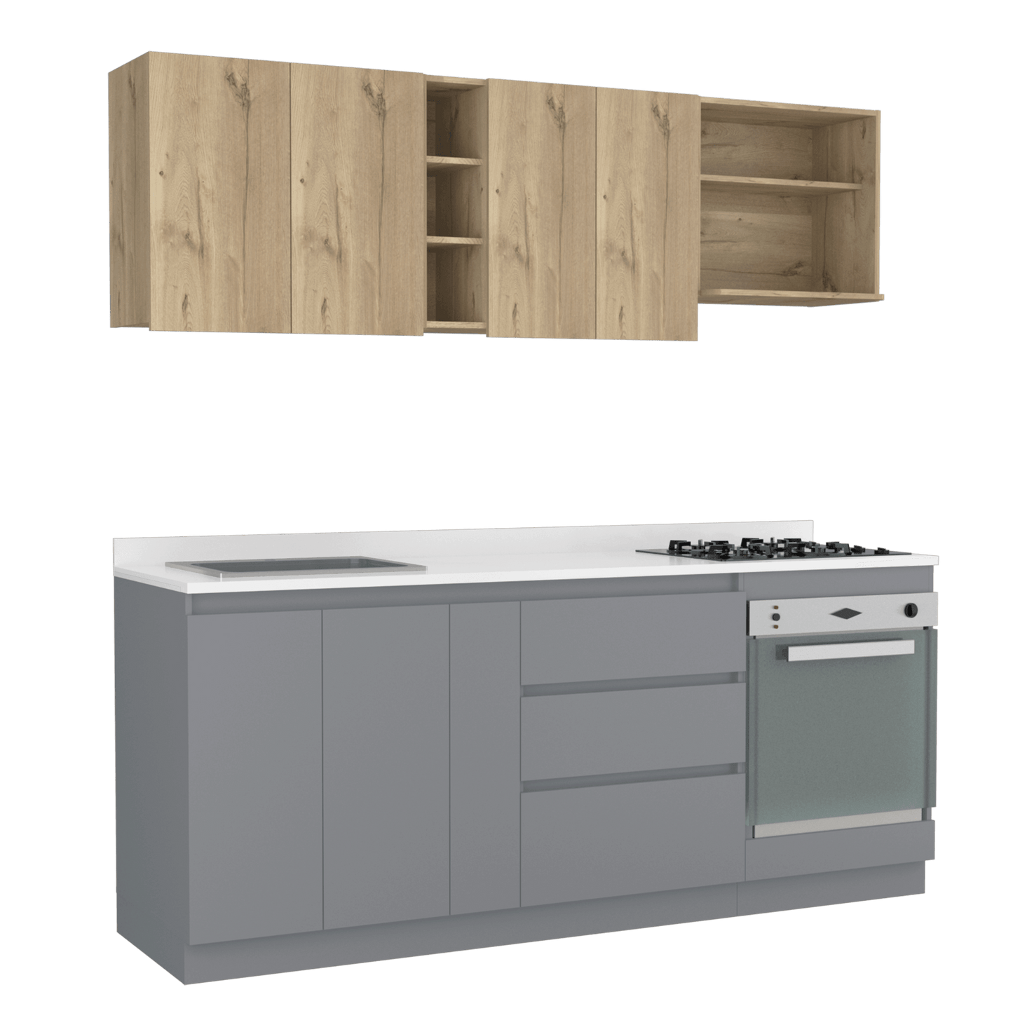 Cocina Integral Orvian Duna Y Blanco Con Mesón Izquierdo