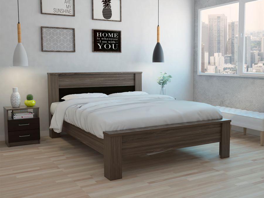 Cama Doble Kalver Avellana Y Wengue