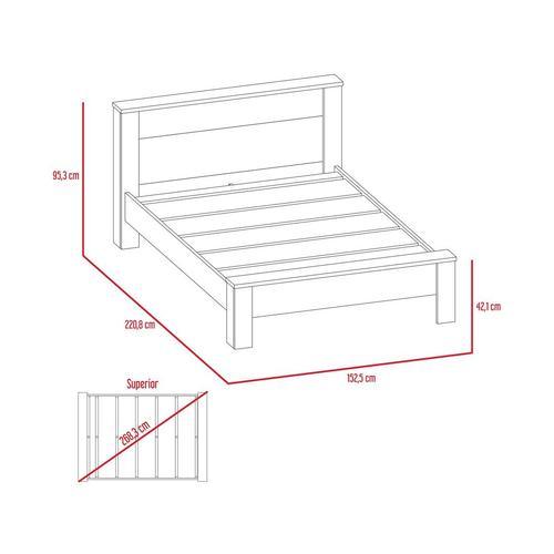 Cama Doble Kalver Avellana Y Wengue