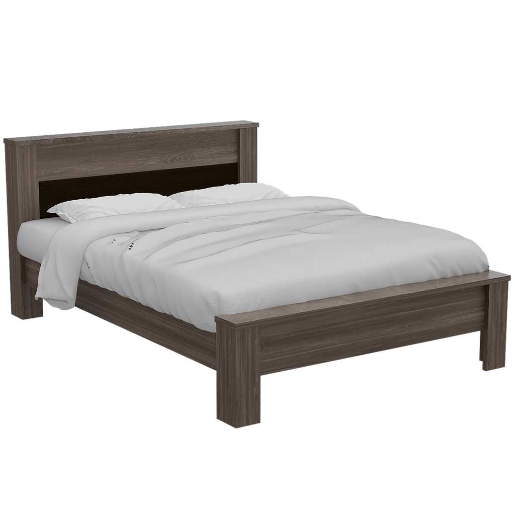Cama Doble Kalver Avellana Y Wengue