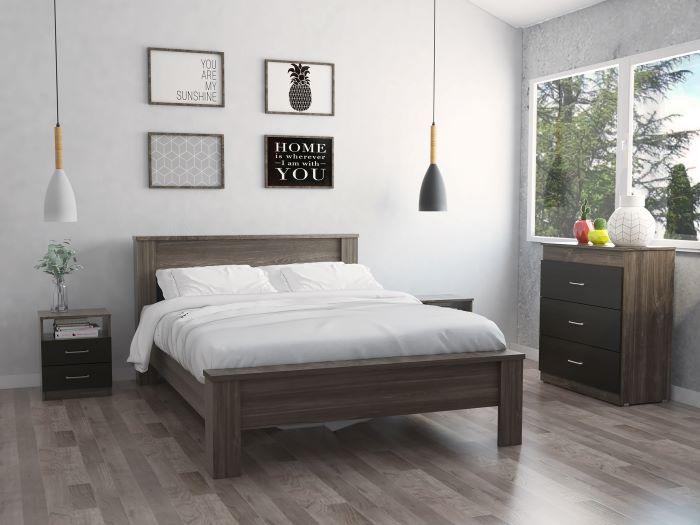 Combo Para Habitación Lixcy Chocolate Incluye Cama, Mesa De Noche Y Organizador
