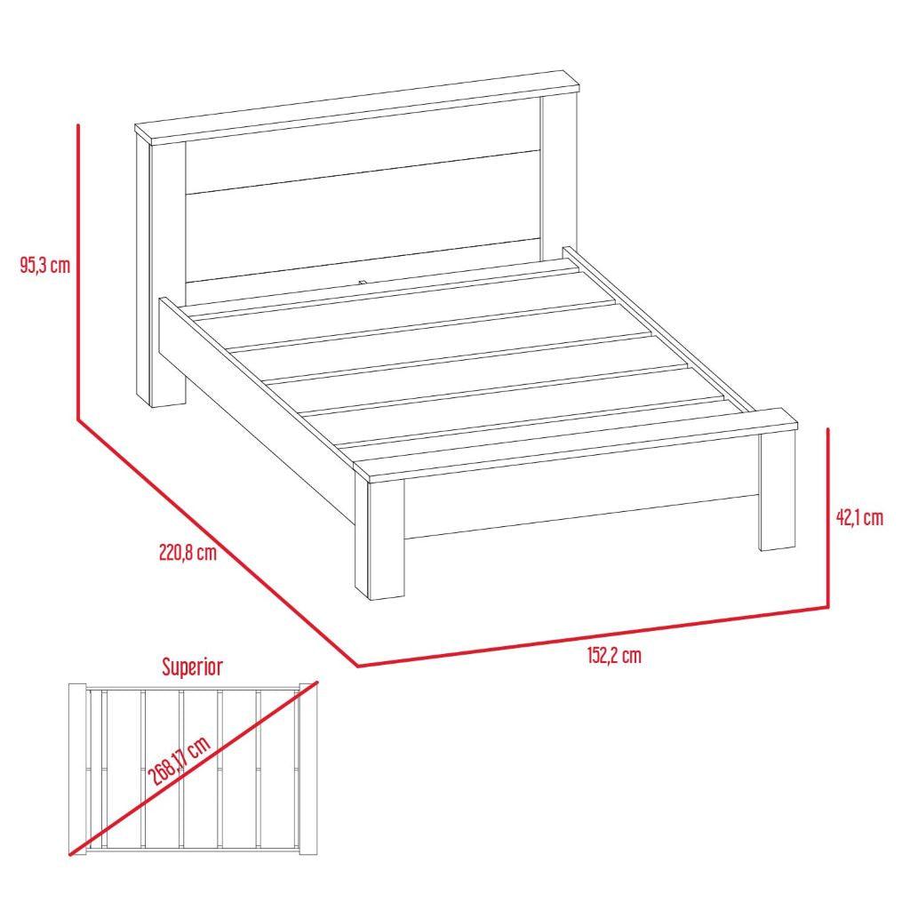 Combo Para Habitación Lixcy Chocolate Incluye Cama, Mesa De Noche Y Organizador