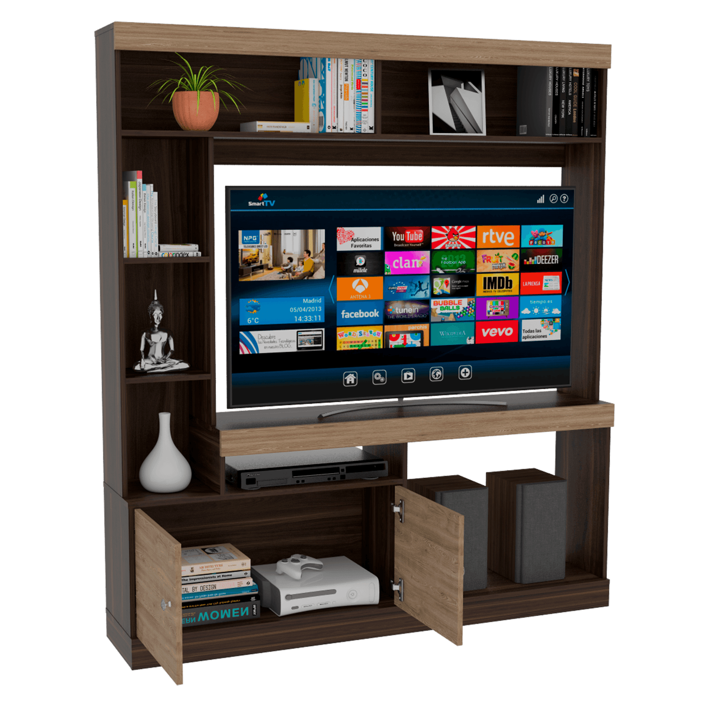 Mesa Para Tv Veonia Caoba Y Miel Para Televisor De 55"