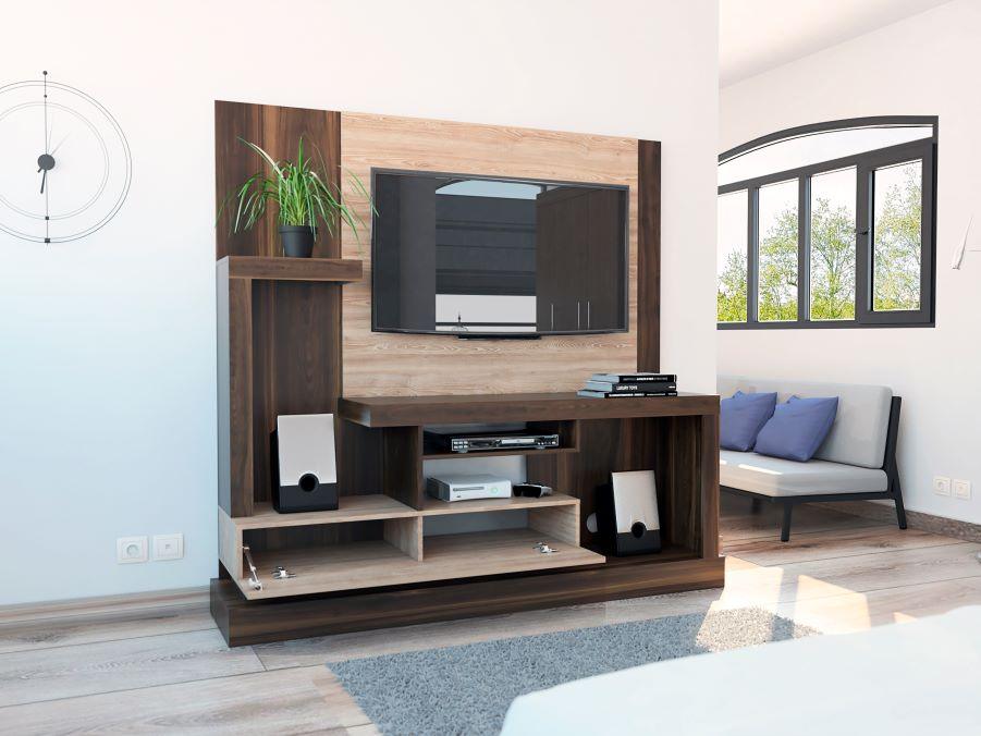 Mesa Para Tv Sercle Caoba Y Miel Con Espacio Para Televisor De Hasta 55 Pulgadas