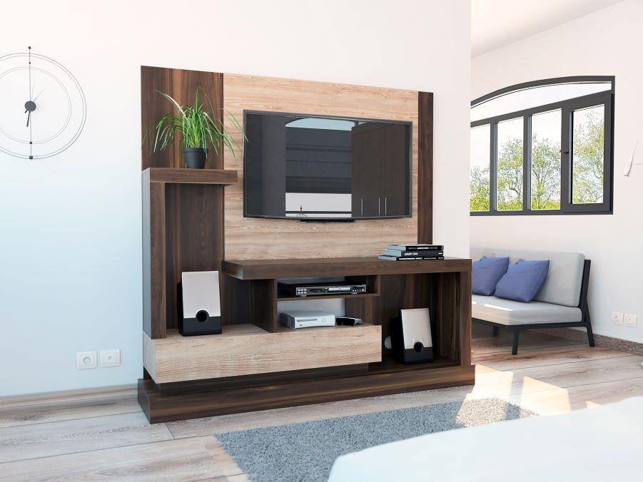 Mesa Para Tv Sercle Caoba Y Miel Con Espacio Para Televisor De Hasta 55 Pulgadas
