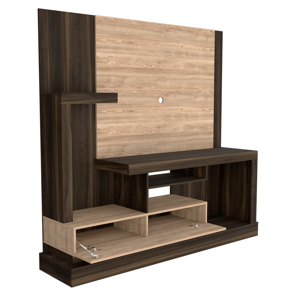 Mesa Para Tv Sercle Caoba Y Miel Con Espacio Para Televisor De Hasta 55 Pulgadas
