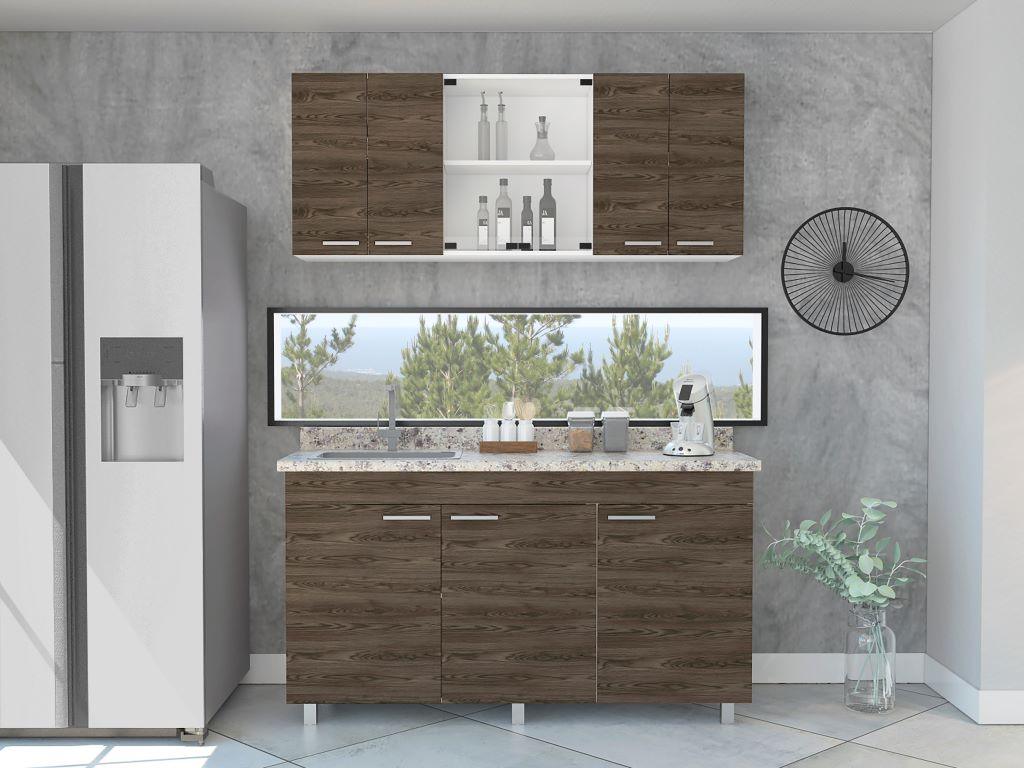 Cocina Integral Avorin Chocolate Y Blanco Con Mesón Izquierdo